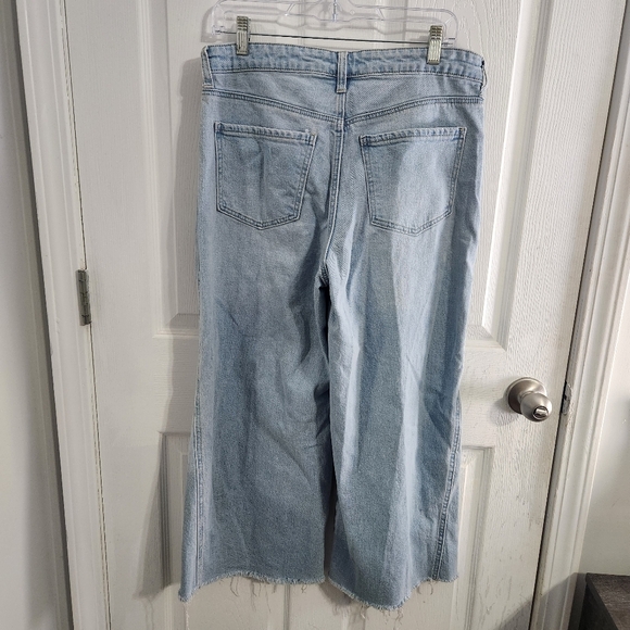 Wonderly high rise wide leg cropped denim jeans grunge distressed y2k 90s sz 12 - Picture 7 of 9